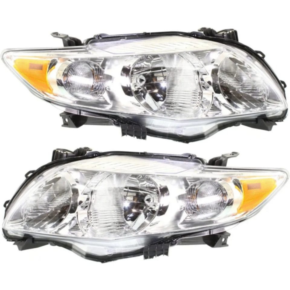Food-Grade CAPA Headlamp LH and RH Chrome Housing For 09-10 Toyota Corolla Base CE LE XLE