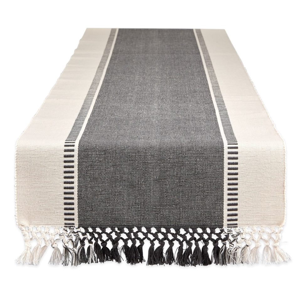 Supreme Office Porch & Den Cree Dobby Stripe Table Runner Mineral 13x108