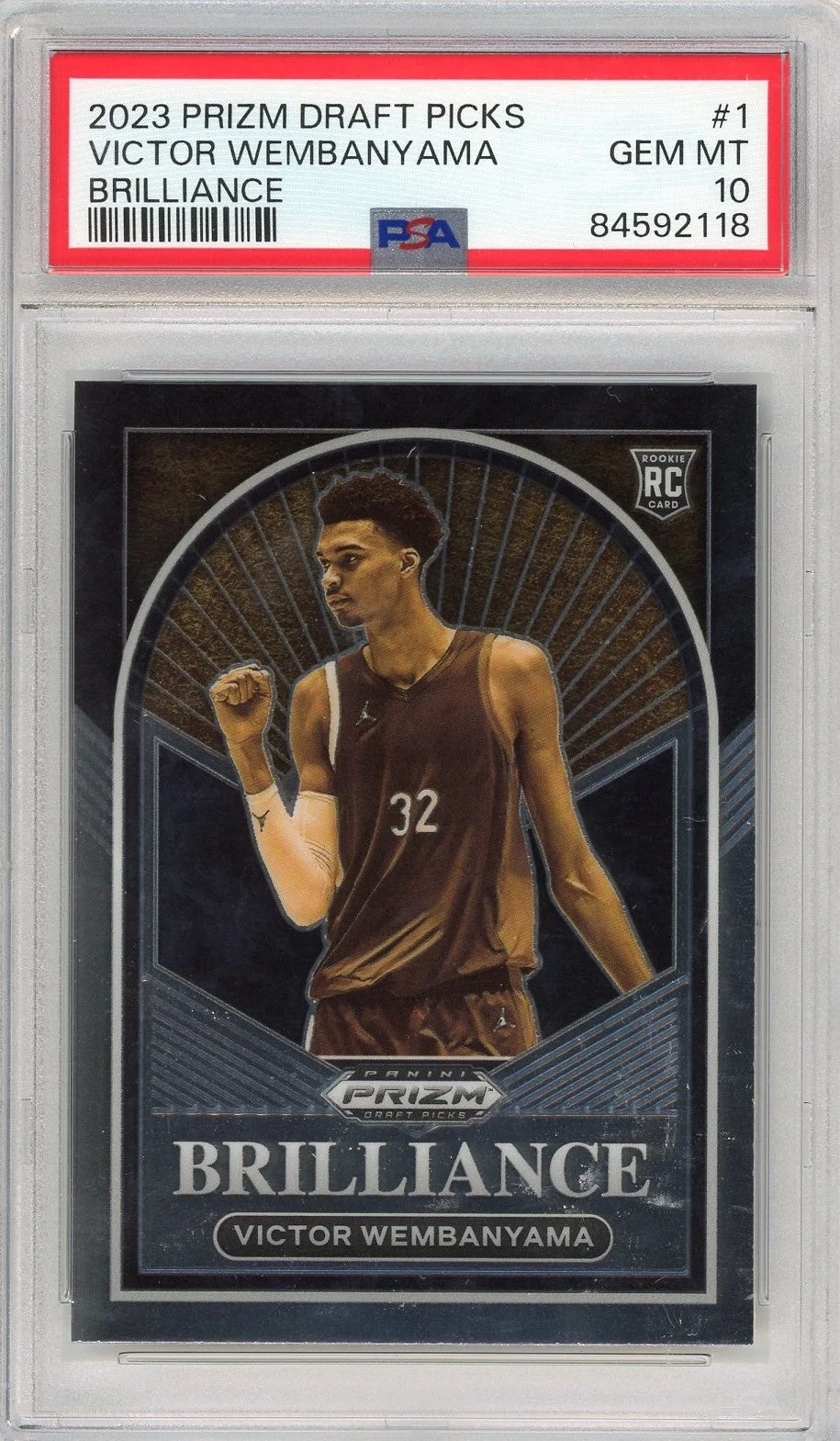 Baking Graded 2023 Panini Prizm Draft Picks Victor Wembanyama #1 Brilliance Rookie RC Basketball Card PSA 10 Gem Mint