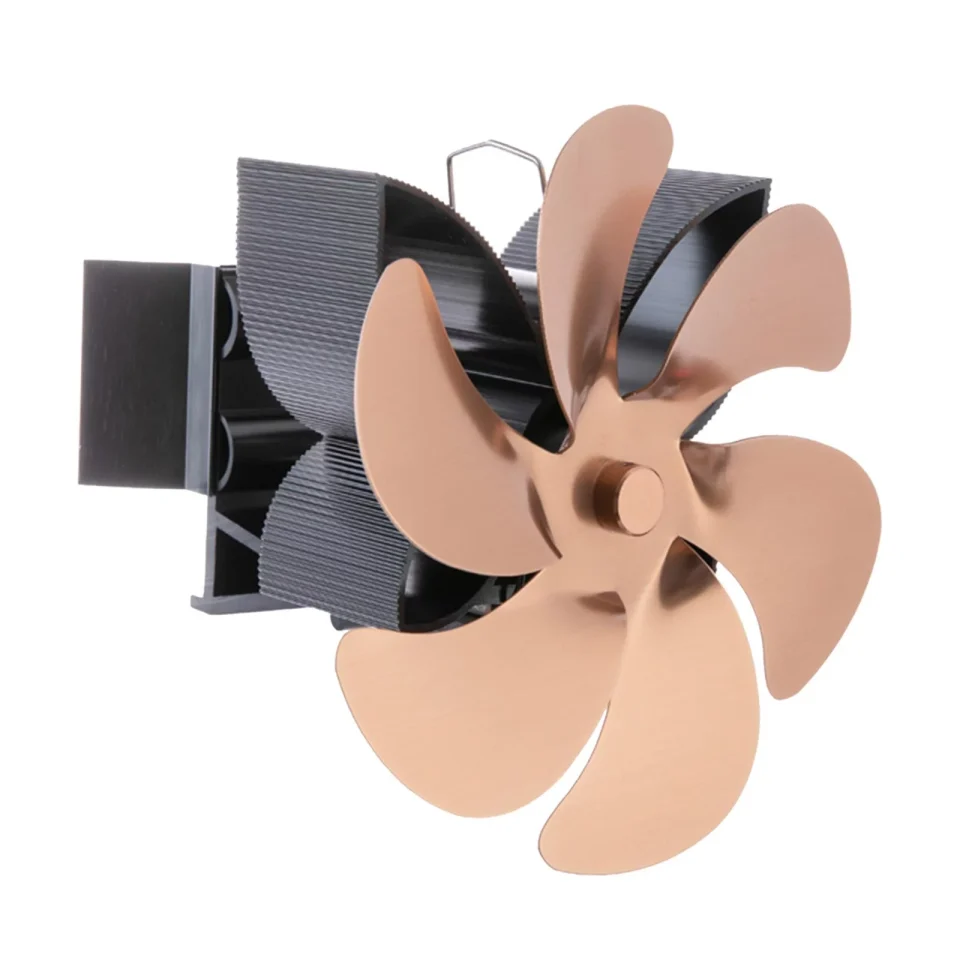 Top-Rated Long-Lasting 6-Blade Aluminum Alloy Heat Powered Burning Silent Fireplace Hanging Fan for Eco Friendly /Log Burner Efficiently Efficient Fan - Bronze Bronze09