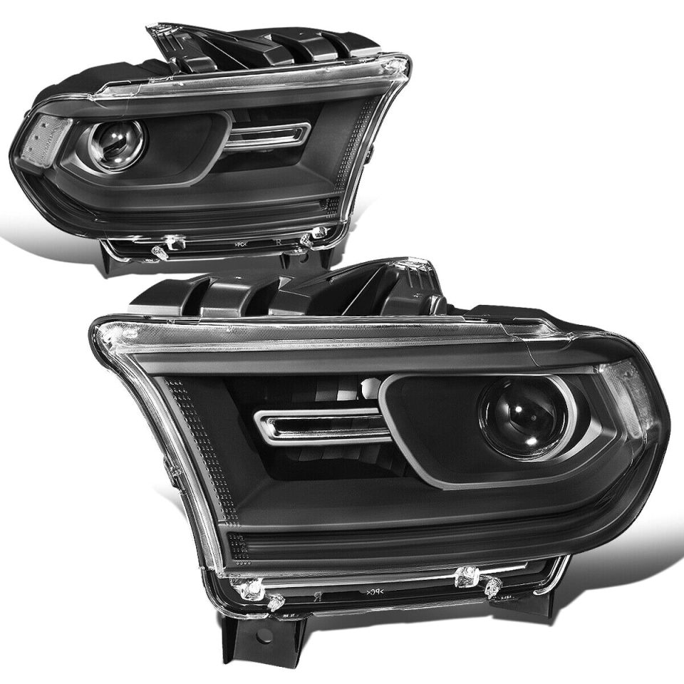 Glass Space-Saving 2014-2020 Dodge Durango Pair OE Style Porjector Headlight Head Lamps Black