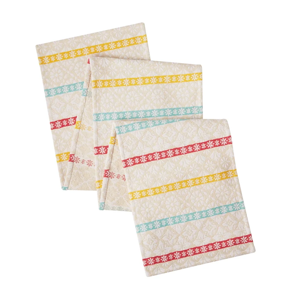 Safe Space-Saving The Pioneer Woman Multi Stripe Table Runner, Red, 14W x 90L