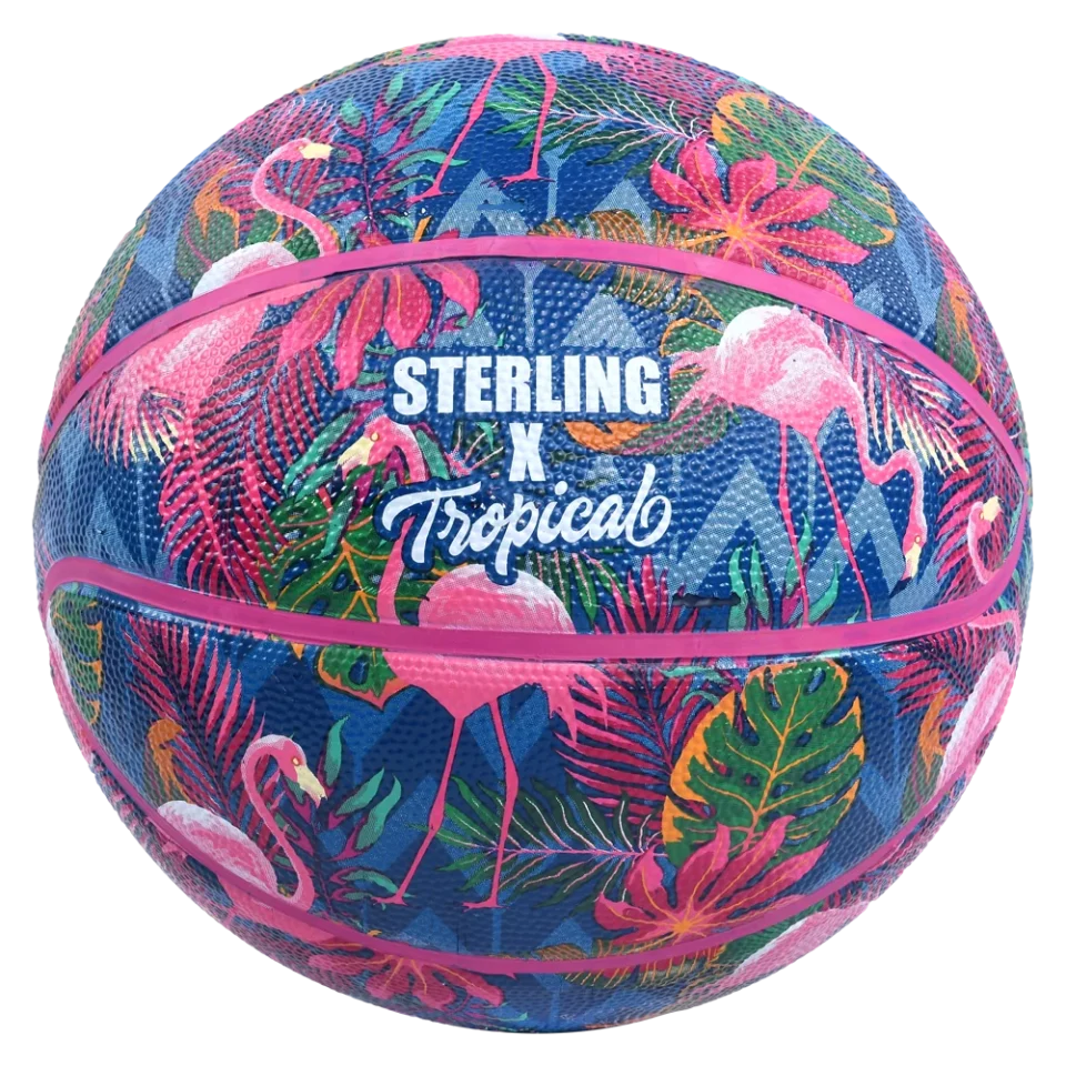 Glass Easy-Clean Sterling Athletics Tropical Flamingo Superior Grip Indoor and Outdoor Basketball, Size 6 Women's and Youth 28.5 In.