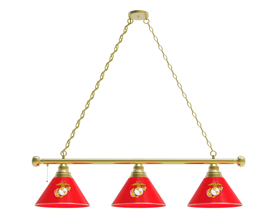 Prime Thickened United States Marine Corps (Red/Yellow) Pendant Light with Brass Fixture