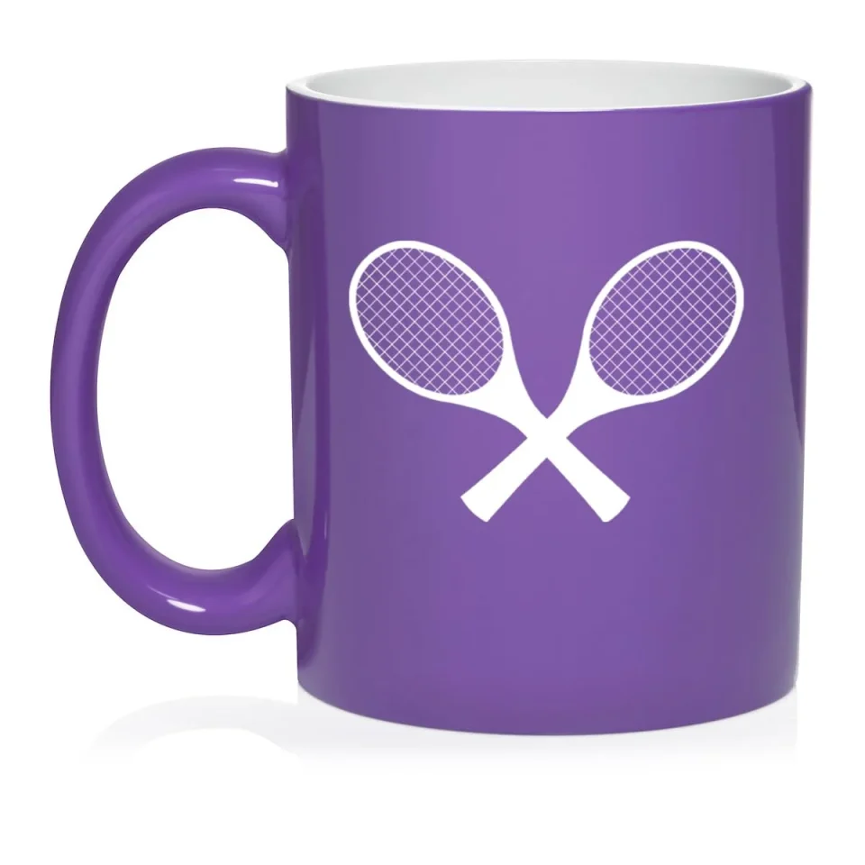 Ultimate Gift-Ready Tennis Racquets Ceramic Coffee Mug Tea Cup Gift for Her, Him, Friend, Coworker, Wife, Husband (11oz Purple)