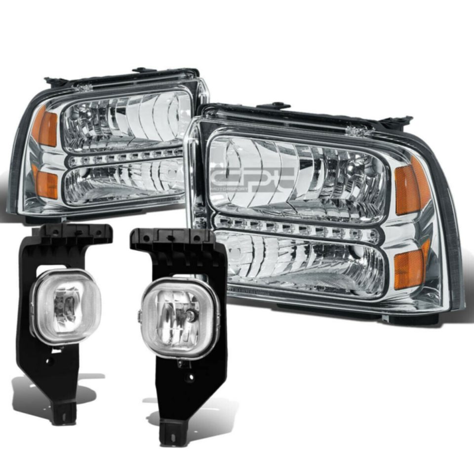Best-Selling 05-07 SUPERDUTY CHROME AMBER LED HEADLIGHT+TRUN SIGNAL+CHROME OE FOG LIGHT