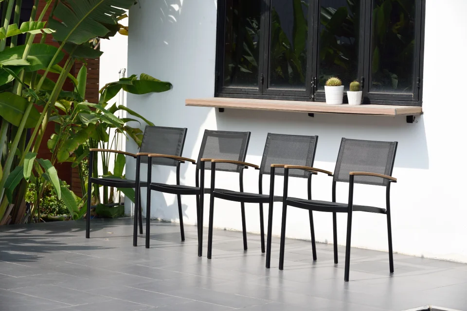 Healthy Multi-Purpose Amazonia Ulloa 4-Piece Black Patio Stacking Chairs