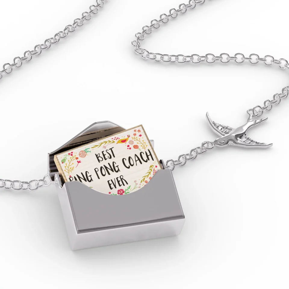 Supreme Locket Necklace Happy Floral Border Ping Pong Coach in a silver Envelope Neonblond