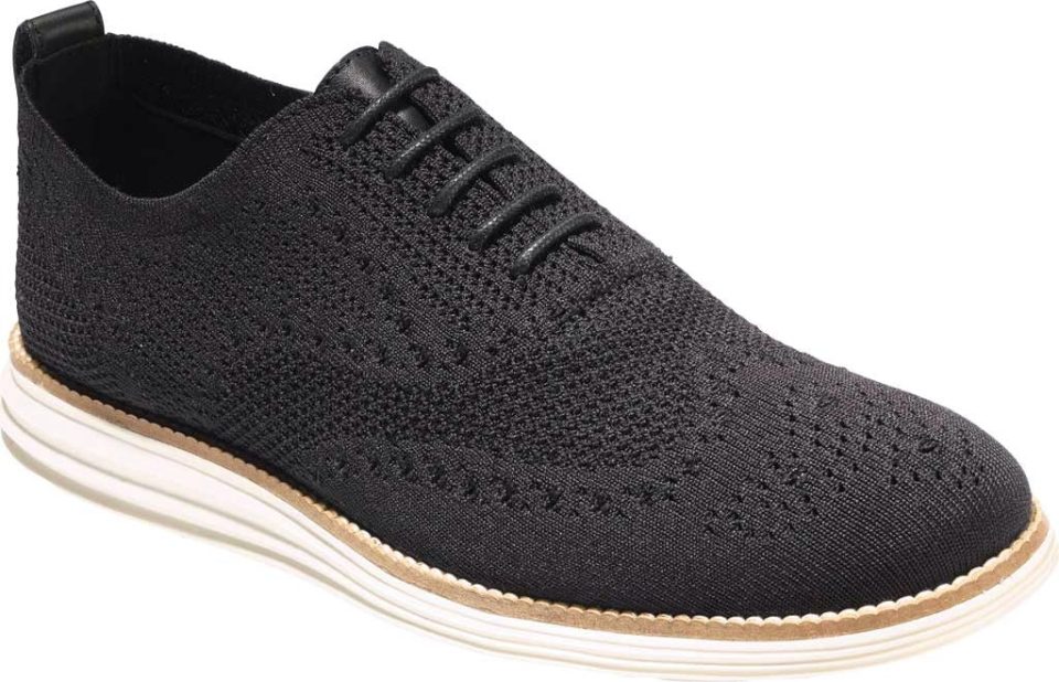 Baking Men's Cole Haan Original Grand Stitchlite Wingtip Oxford Black/Ivory Textile 7 M