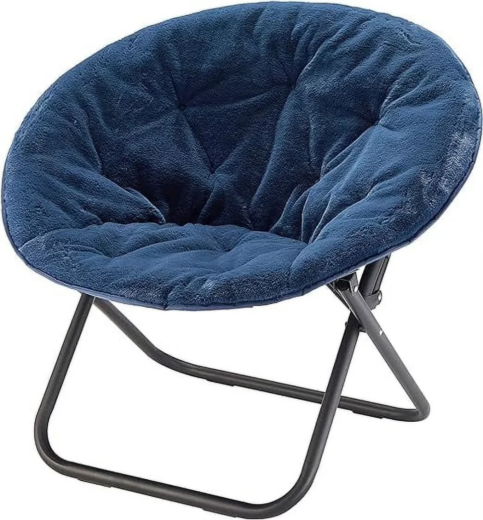 Silicone Urban Shop Dark Navy Faux Fur Saucer Chair