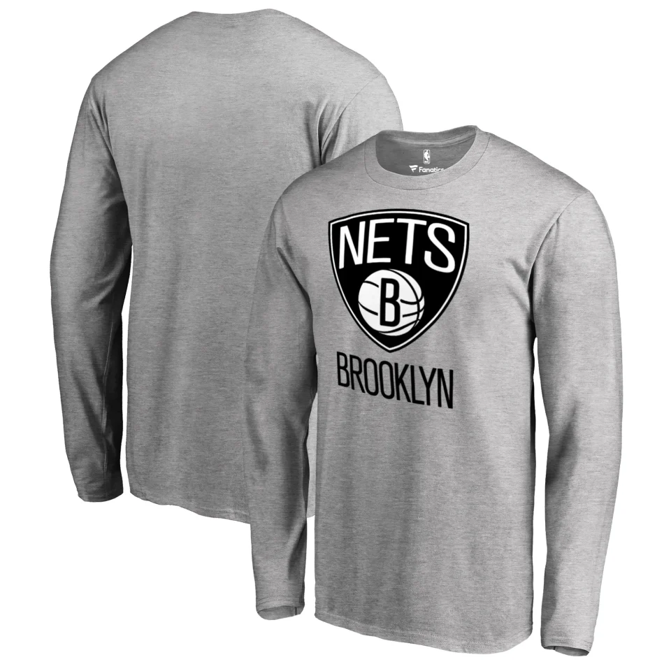 Outdoor Baking Men's Fanatics Branded Heather Gray Brooklyn Nets Primary Logo Long Sleeve T-Shirt