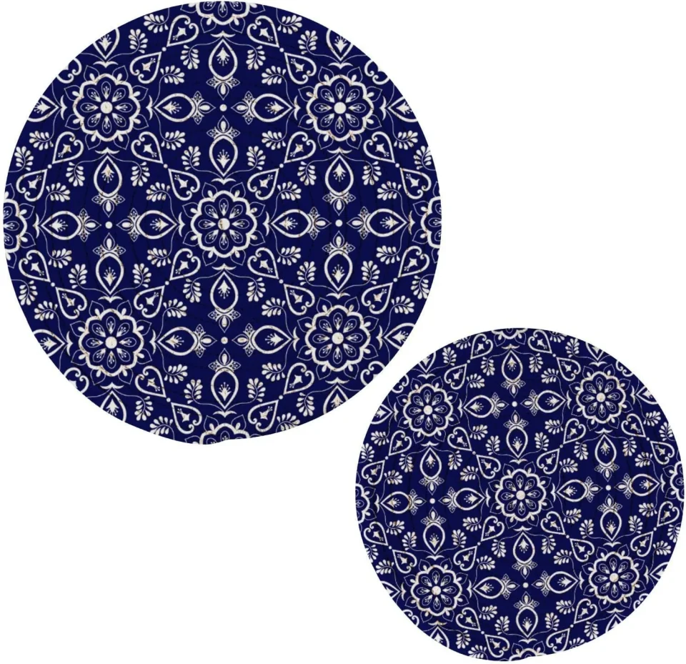Natural Hotbar Mexican Talavera Cotton Pot Holder Set of 2, Pure Cotton Heat Resistant Wear-Resistant and Non-Slip Stylish Round Pot Holder for Daily Kitchen,Dining Table,Office,Cafe, Restaurant,BBQ
