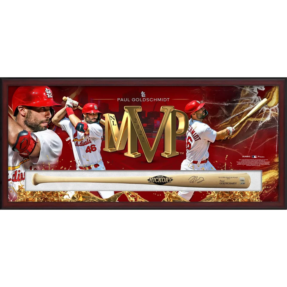 Stainless Steel Paul Goldschmidt St. Louis Cardinals Autographed Old Hickory Model Bat with 2022 NL MVP Bat Shadowbox - Fanatics Authentic Certified