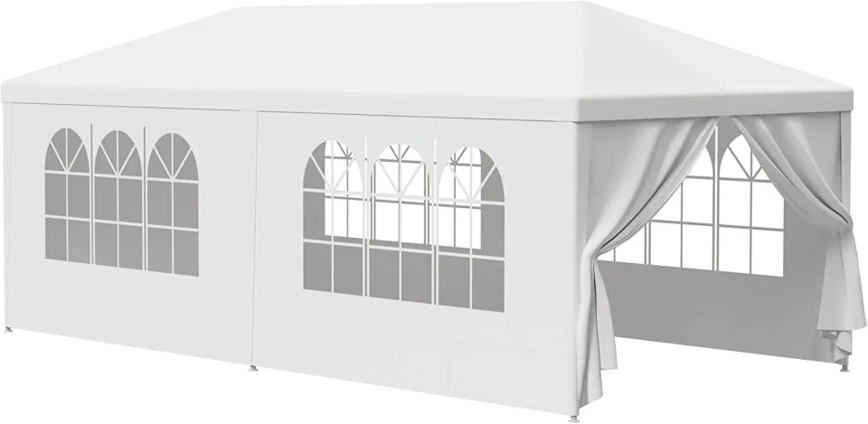 Silicone Glossy 10 X 20 Outdoor Party Wedding Tent Canopy Camping Gazebo Storage BBQ Shelter Pavilion, 6 Removable Sidewalls (10X20)