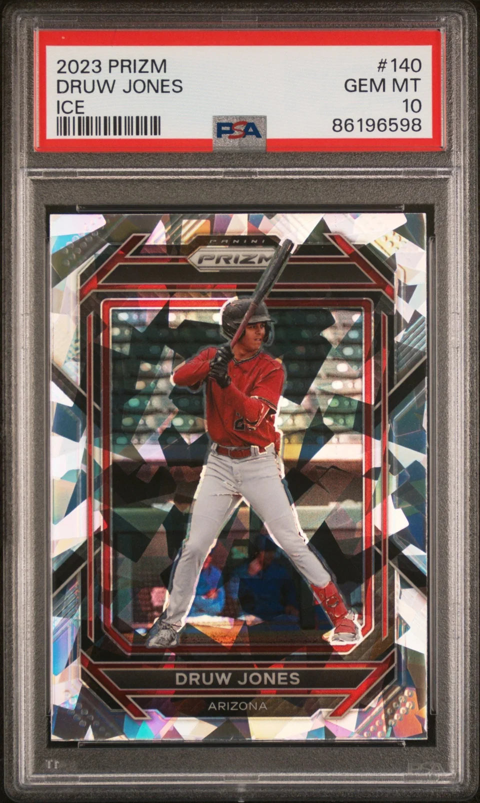 Select Graded 2023 Panini Prizm Druw Jones #140 Ice Rookie RC Baseball Card PSA 10 Gem Mint
