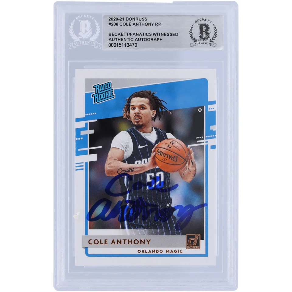 Dining Home Cole Anthony Orlando Magic Autographed 2020-21 Panini Donruss Rated Rookie #208 Beckett Fanatics Witnessed Authenticated Rookie Card - Fanatics Authentic Certified
