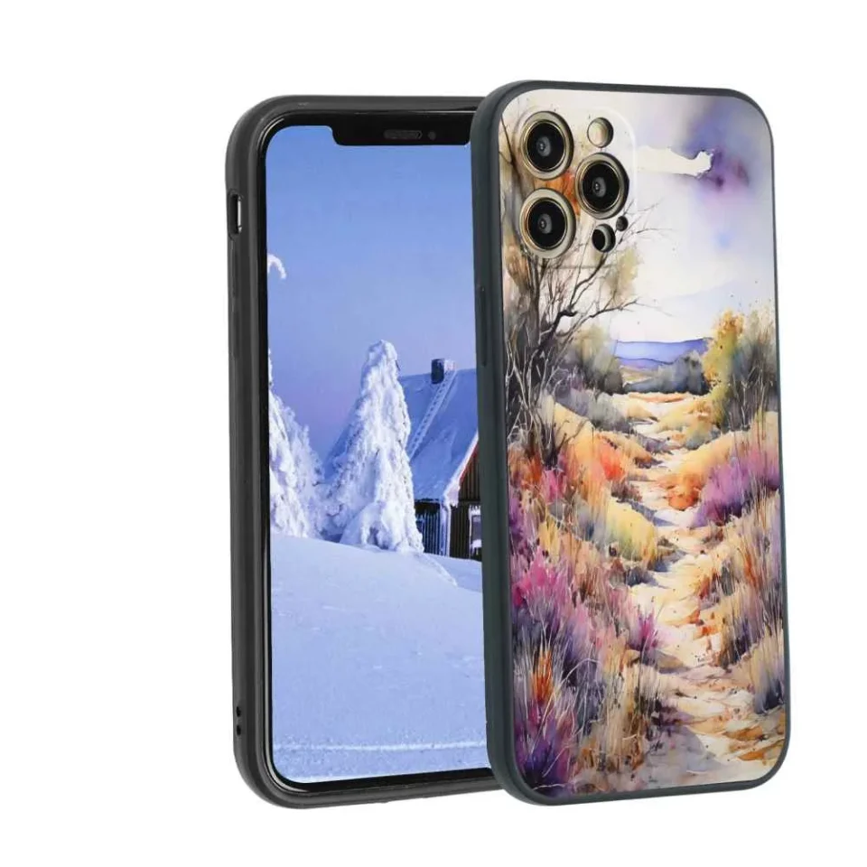Glass Travel scrubland-landscape-493 phone case for iPhone 12 Pro Max for Women Men Gifts,Soft silicone Style Shockproof - scrubland-landscape-493 Case for iPhone 12 Pro Max