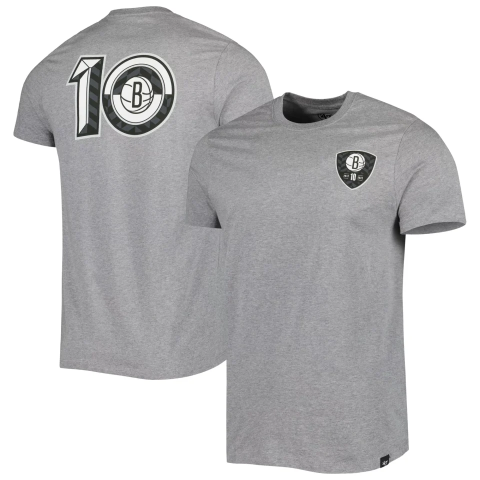 Glass Upgraded Men's '47 Heather Gray Brooklyn Nets 10th Anniversary Backer T-Shirt