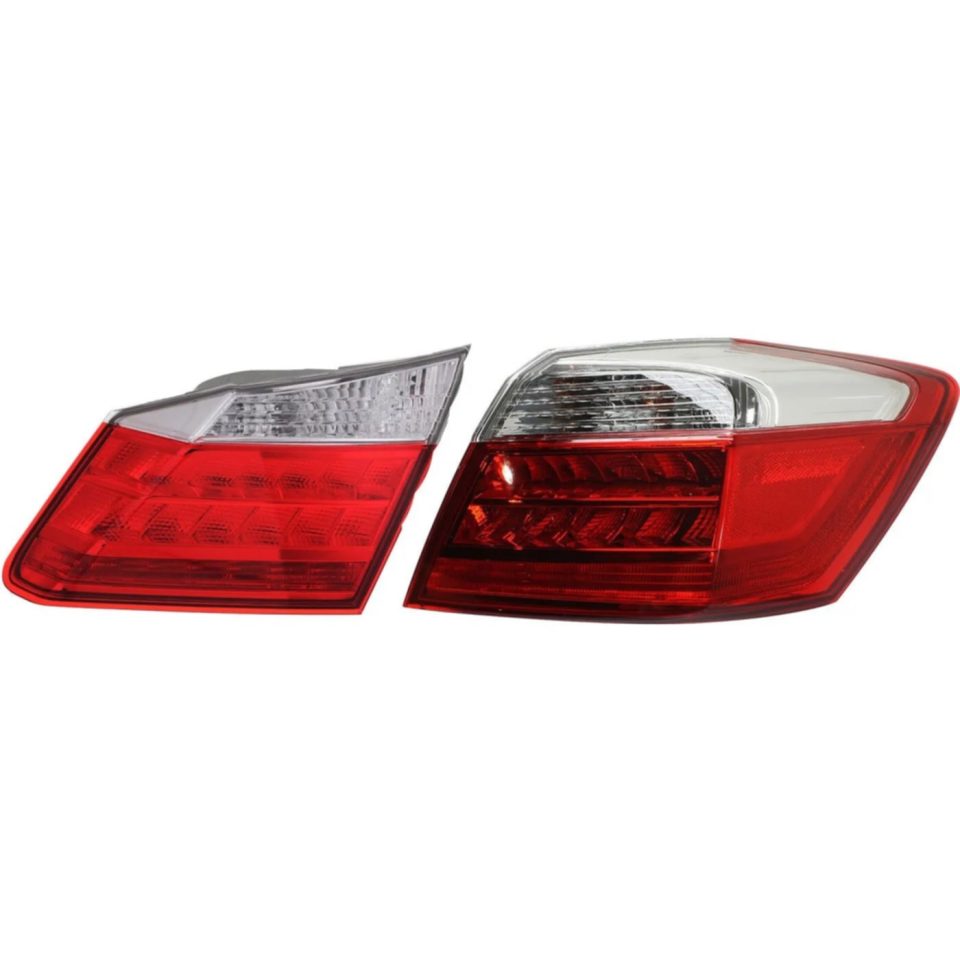 Glossy Versatile Tail Light Set For 2013-2015 Honda Accord Right Inner and Outer Clear/Red LED