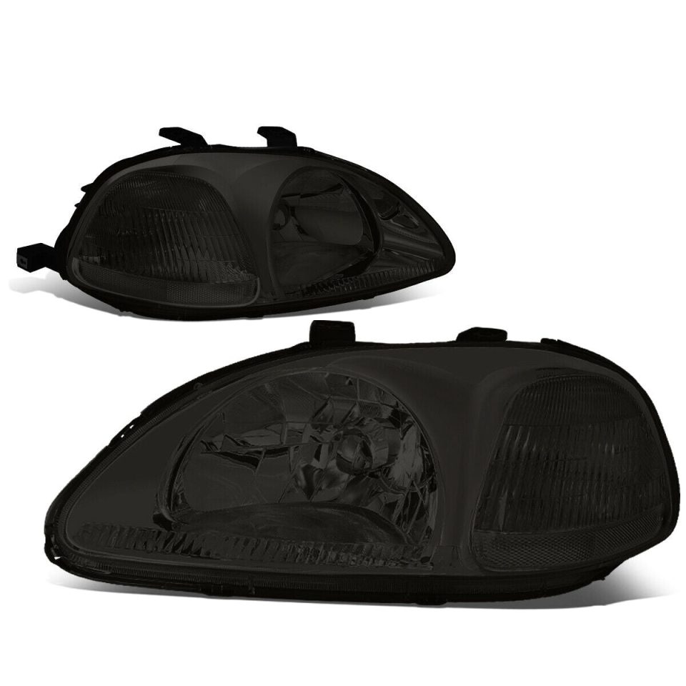 Gift-Ready 96-98 Honda Civic EK/EJ/EM Smoked Lens Amber Corner Headlight/Lamp Set