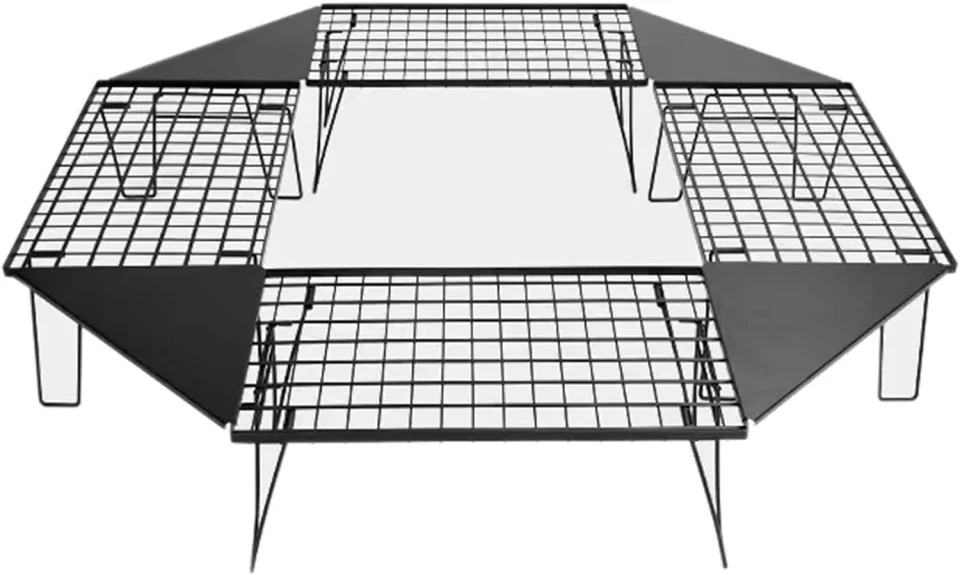Safe Camping Round Table|Portable Small Folding Table|with Portable Belt Camping Shelf|Suitable for Outdoor, Indoor, Camping, Barbecue, Picnic, Fishingﾡﾭ
