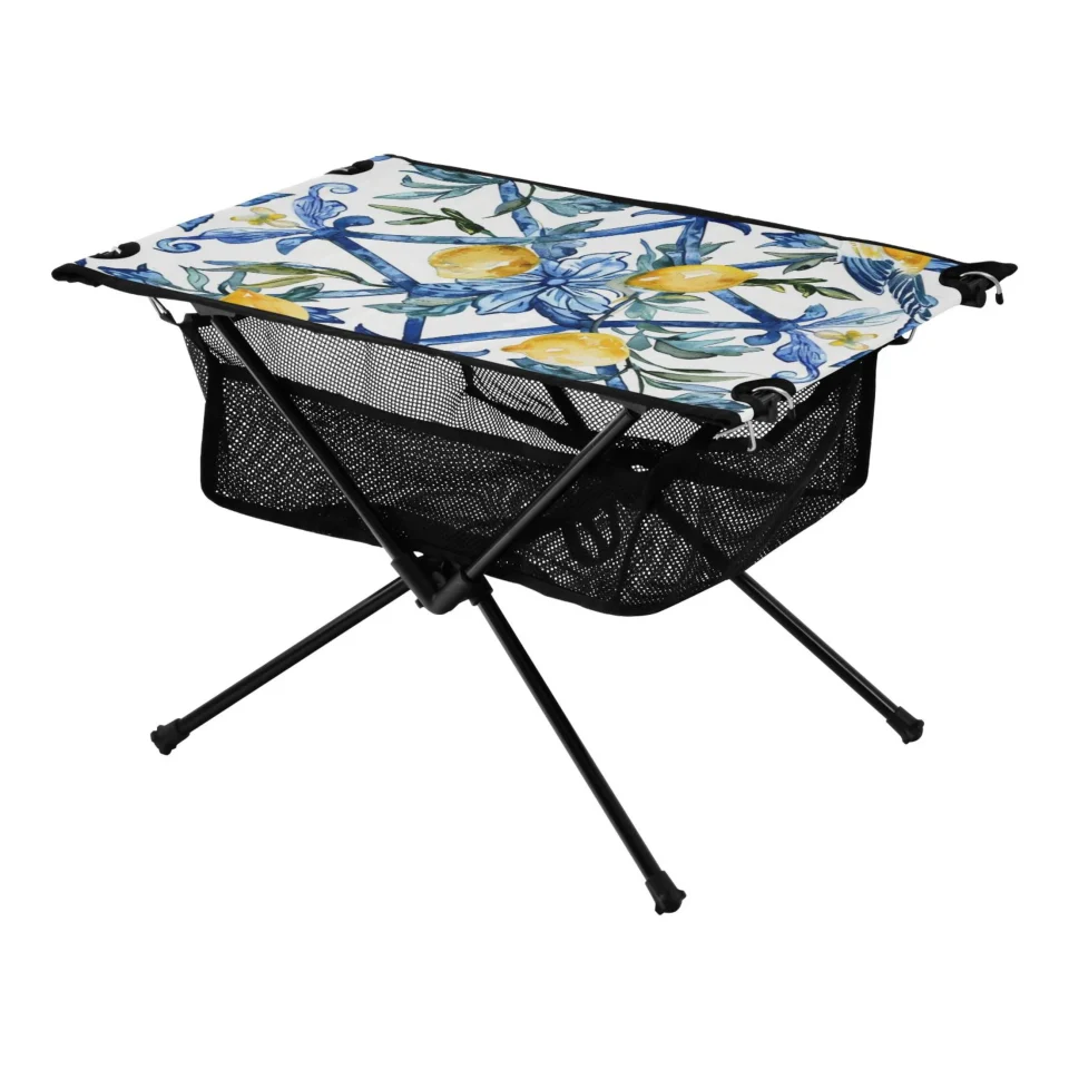 Glass Lemon with Bohomia Camping Folding Table Portable Beach Table with Storage Bag Compact Picnic Table for Outdoor Travel Fishing BBQ