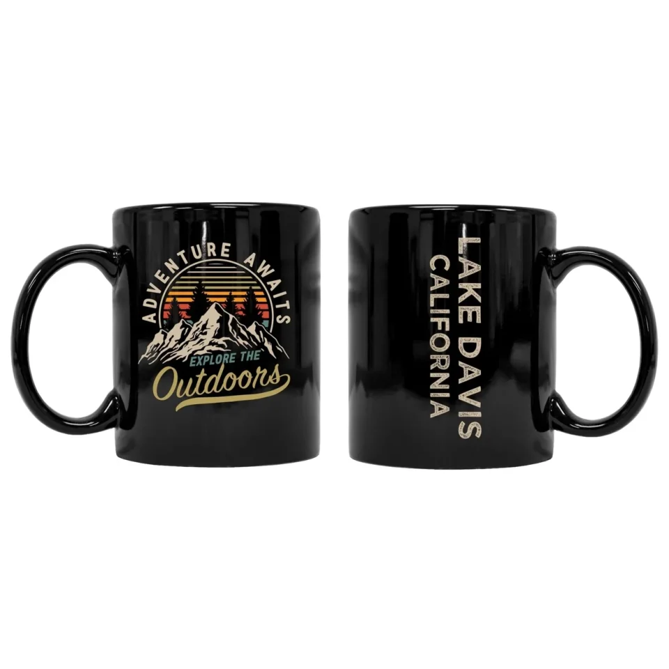 Travel Lake Davis California Souvenir Adventure Awaits 8 oz Coffee Mug 2-Pack