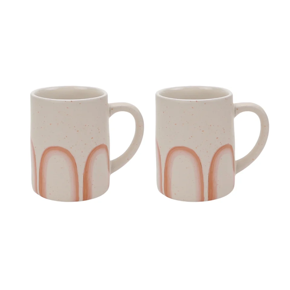Long-Lasting Just Feed Me by Jessie James Decker 2-Piece 18-Ounce Ceramic Mug Set, Rainbow