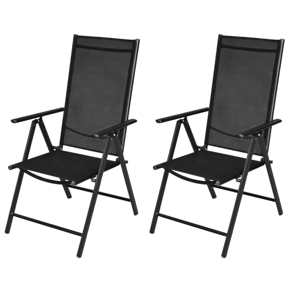 Ultimate Best-Selling OWSOO Folding Garden Chairs 2 pcs Aluminium and Textilene Black