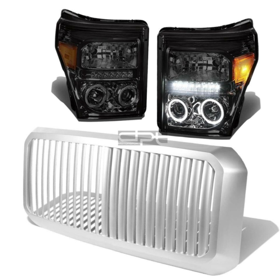 Supreme Cleaning 11+SUPERDUTY SMOKED DUAL HALO PROJECTOR HEADLIGHT+BUMP