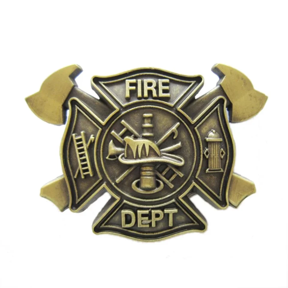 Select Essential Vintage Bronze Plated Fire Firefighter Belt Buckle