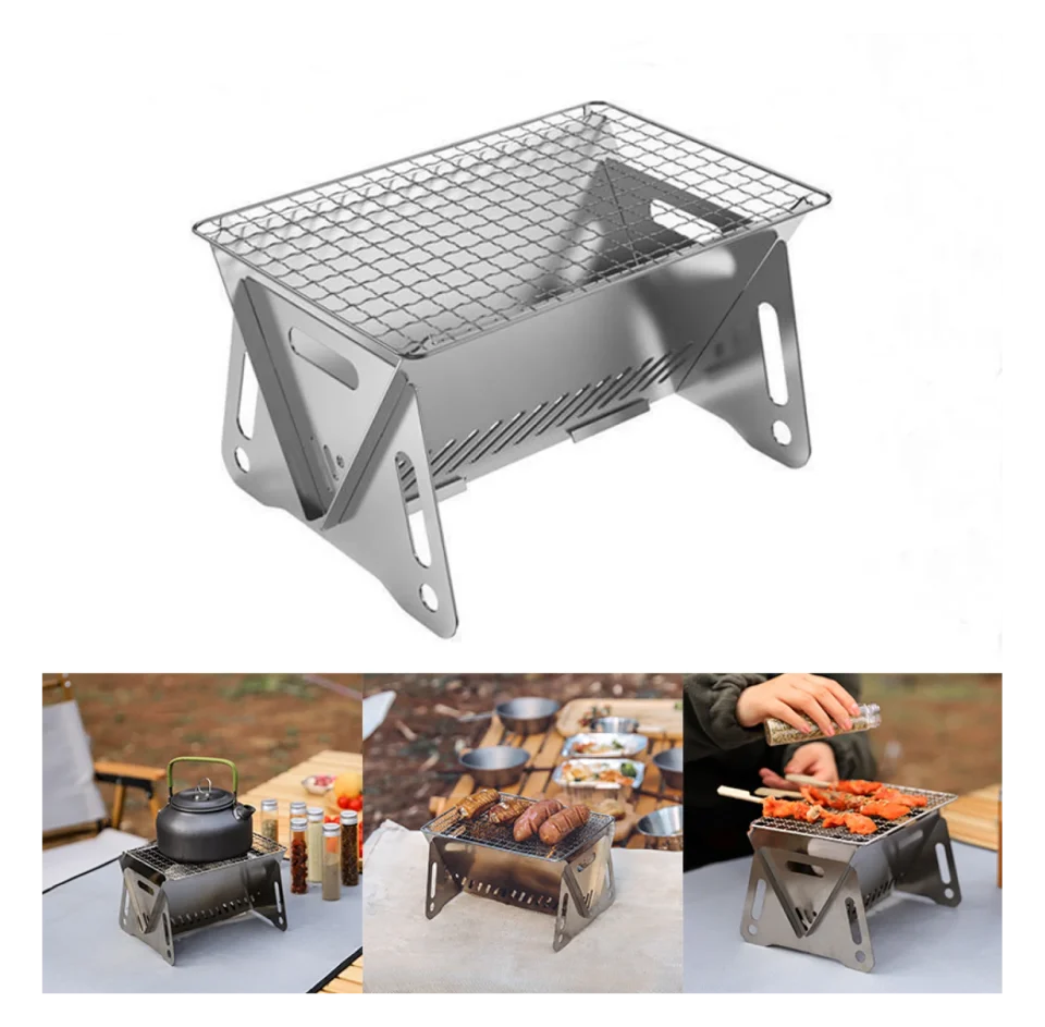Baking Generic Stainless Steel Grill Folding BBQ Outdoor Camping Grill Portable Mini Cooker