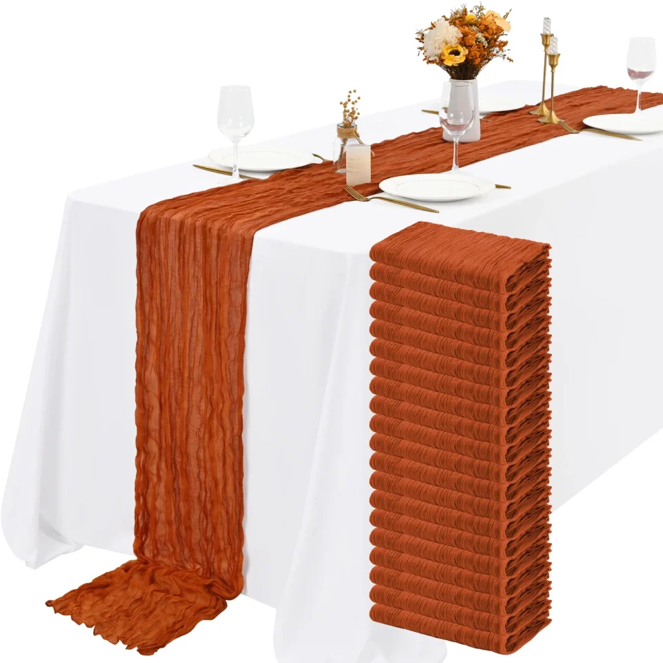 Kitchen Cooking 20 Pack Cheesecloth Table Runner 20 x 120 Inch Boho Gauze Table Runner Long Cheese Cloth Table Runner Romantic Sheer Fabric Table Runners for Wedding Party Bridal Shower