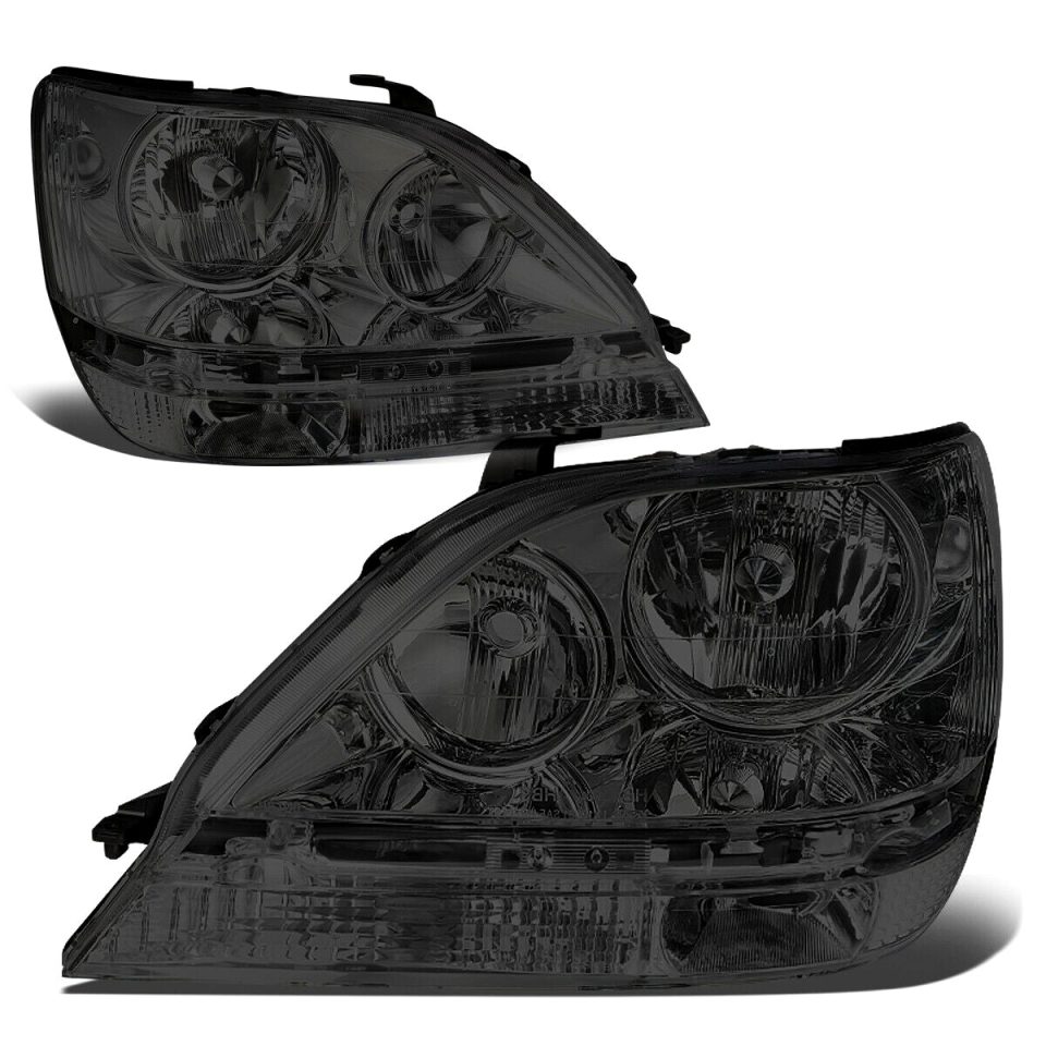 Core 1999-2003 LEXUS RX300 PAIR SMOKED HOUSING CLEAR CORNER HEADLIGHT/LAMP SET