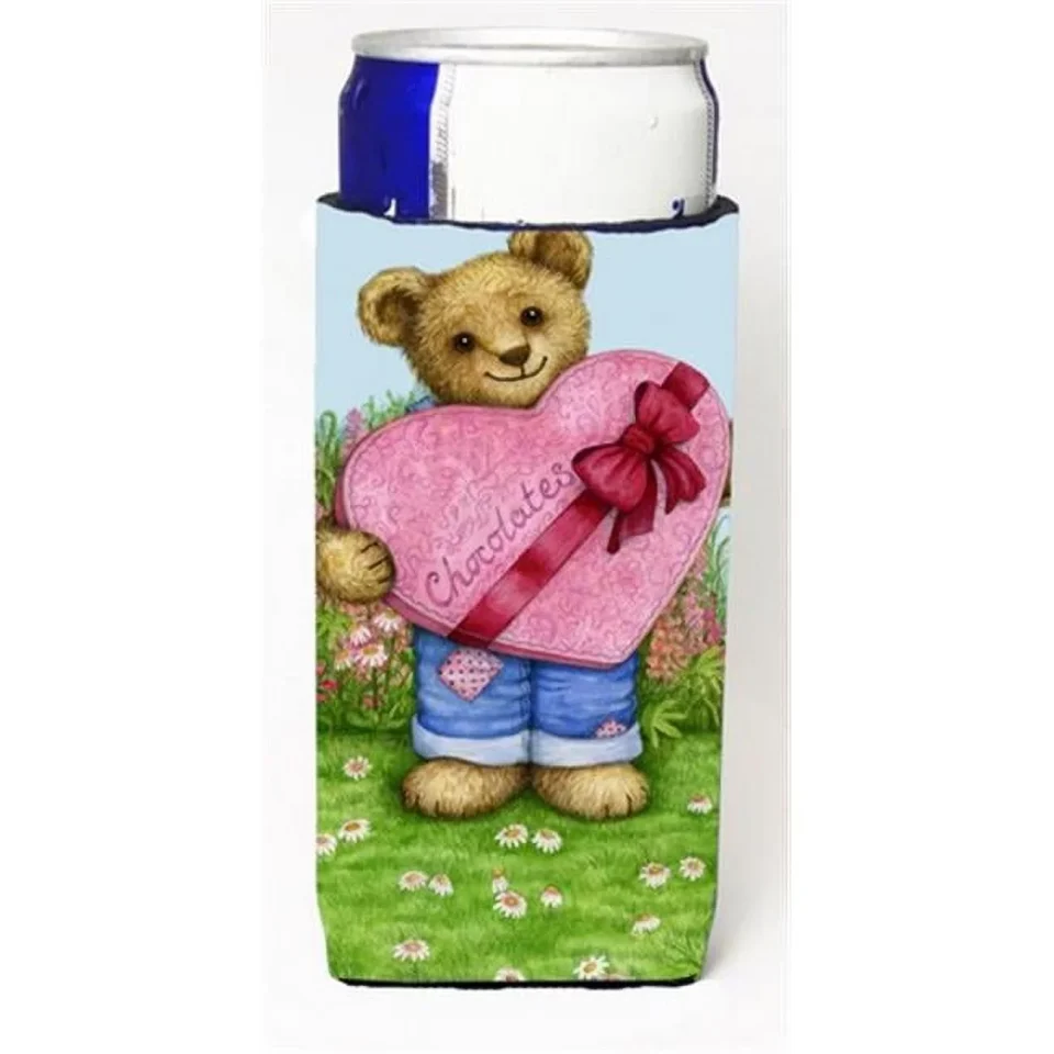 Essential Valentine Teddy Bear with Chocolates Michelob Ultra Can coolers for Slim Cans