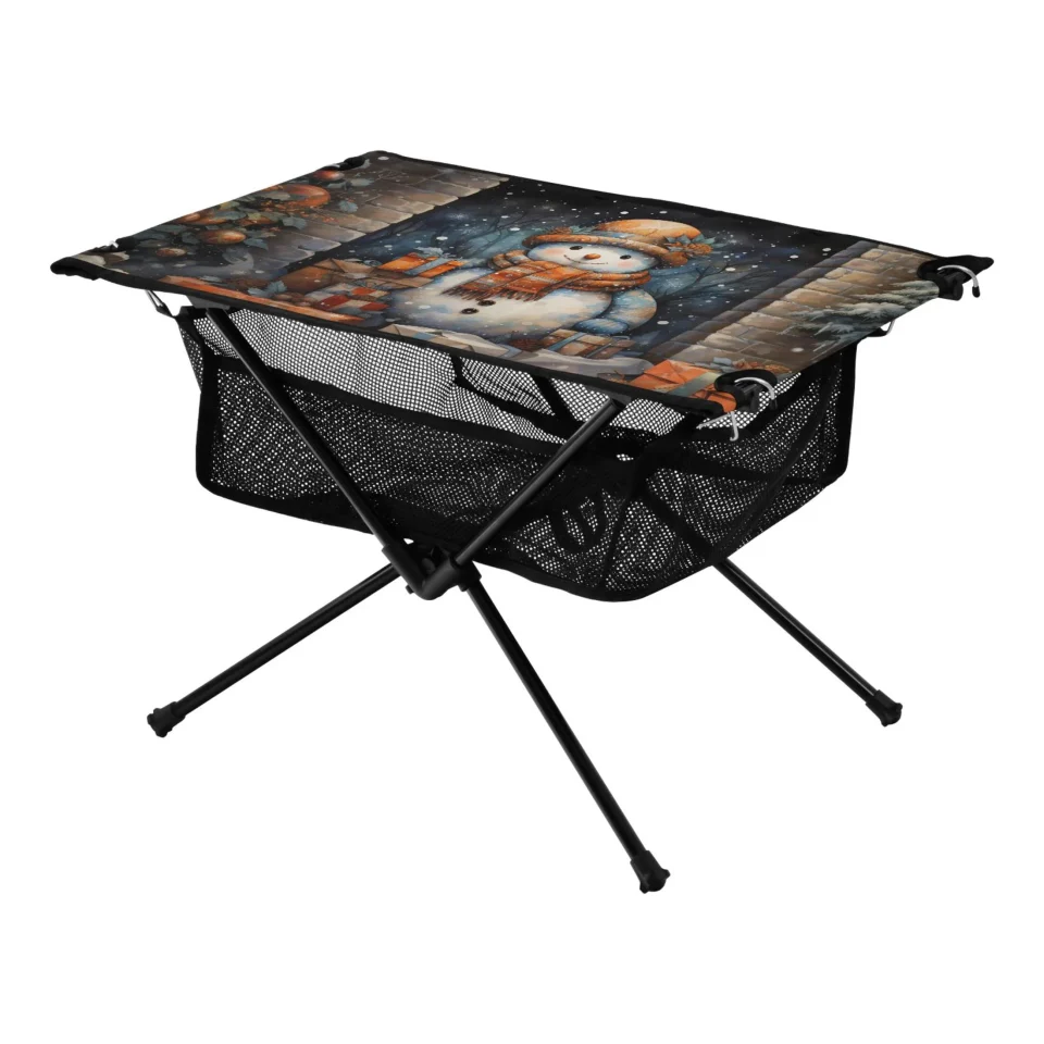 Silicone Baking Christmas Snowman Gifts Camping Foldable Portable Table Beach Table with Storage Bag Compact Picnic Table for Outdoor Hiking Fishing BBQ
