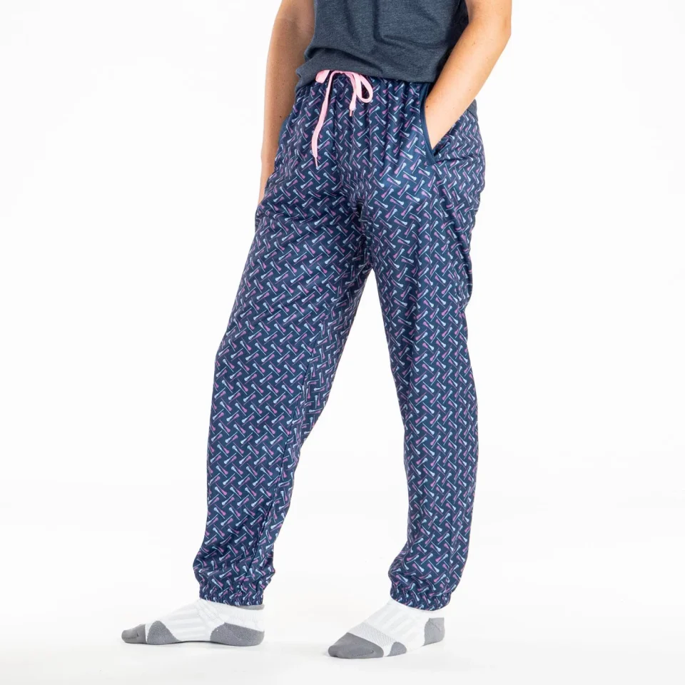 Select Essential Girls Lacrosse Lounge Pants | Lacrosse Stick Herringbone | Adult Medium Navy