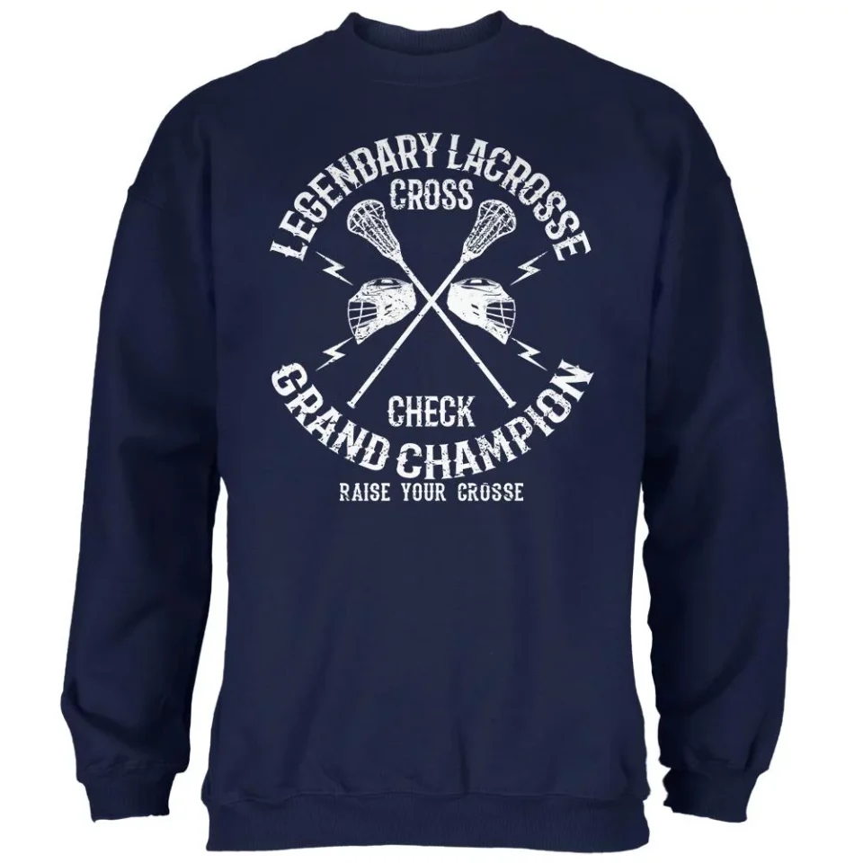 Kitchen Lacrosse Cross Check Champion Mens Sweatshirt Navy X-LG